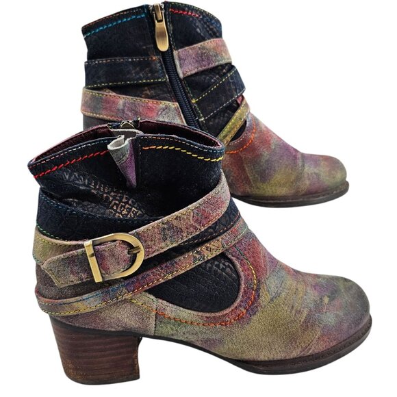 L'Artiste by Sprink Step Womens‎ 36 Shazzam Leather Boot Navy Multi - Picture 1 of 16